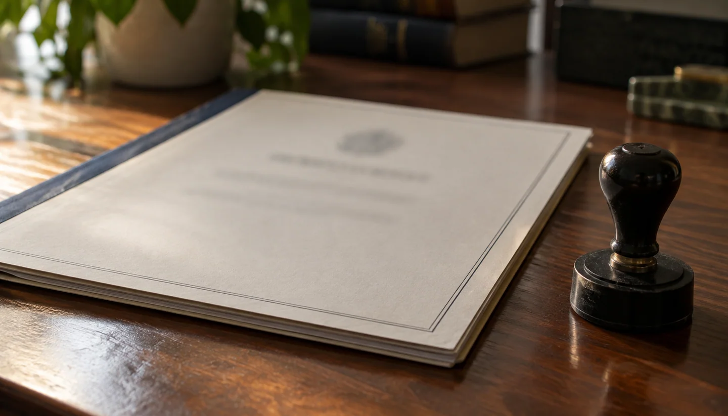 Deed folder and a notary stamp