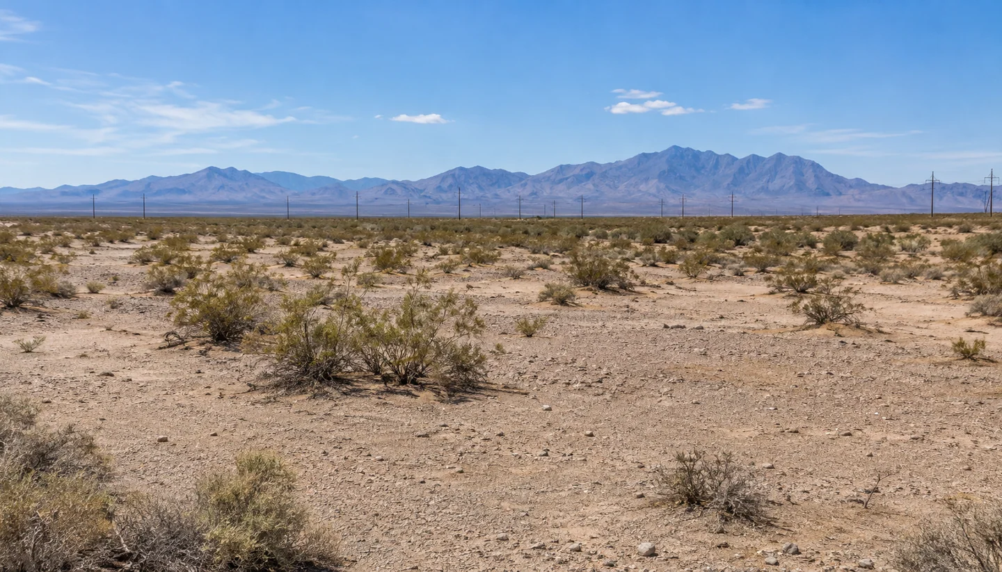 Desert parcel and a distant utility corridor