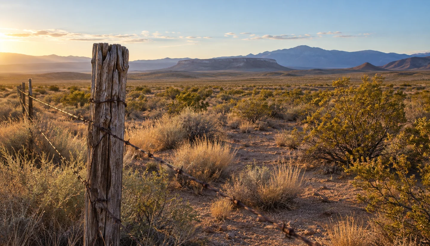 Fence corner on Arizona acreage